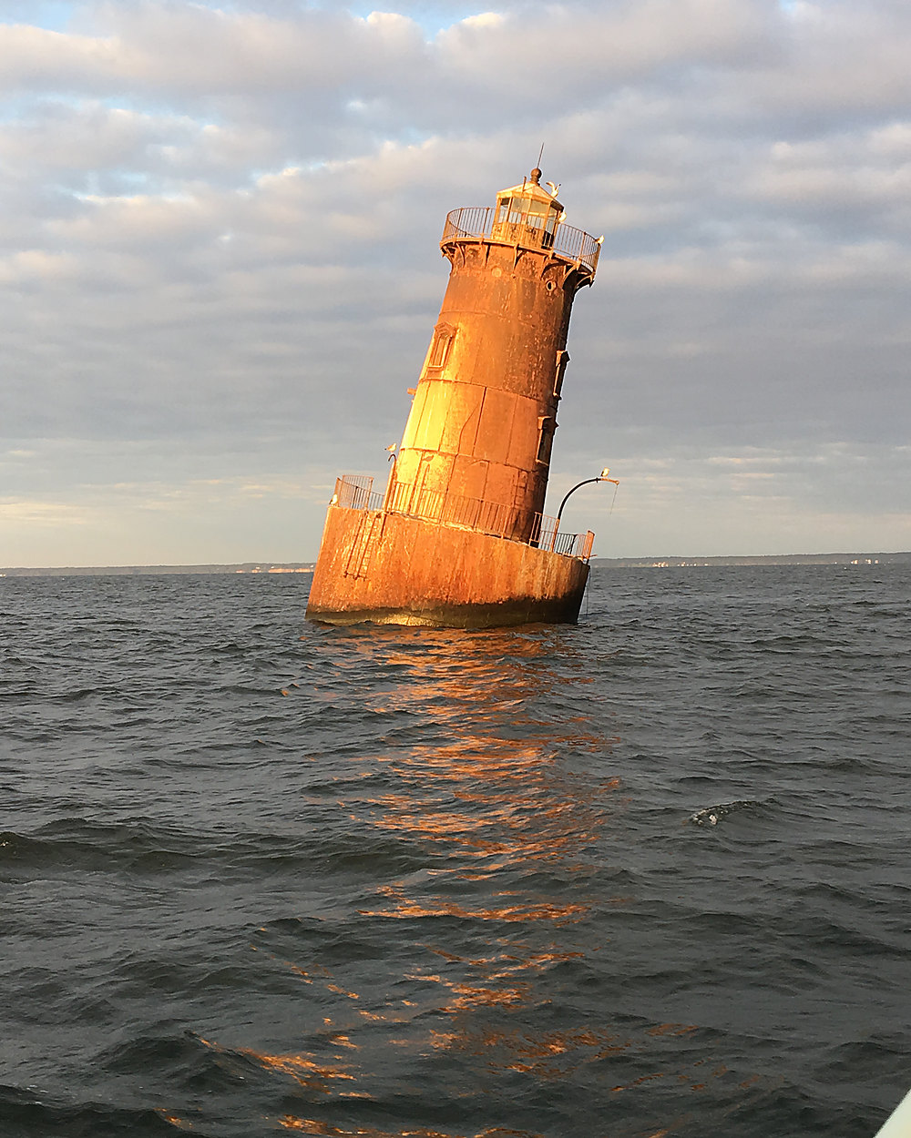 One of the old caisson lighthouses standing out in the Bay